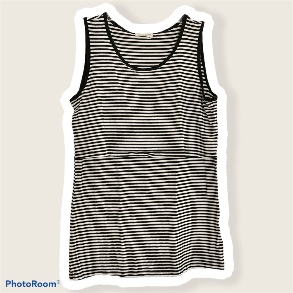 Nursing Tank • Striped Sleeveless Top Long Shirt